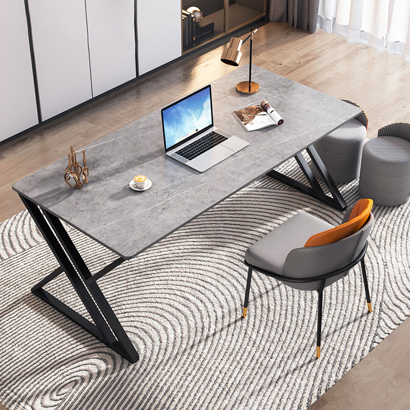 Modern Stone Top Dinette Set 1/2 Pieces Rectangle Dining Table Set in Grey Clearhalo 'Dining Room Sets' 'Dining Tables & Seating' 'dining_room_set' 'furn' 'furn_dining_room_set' 'Furniture' 'Kitchen & Dining Furniture' 5371757