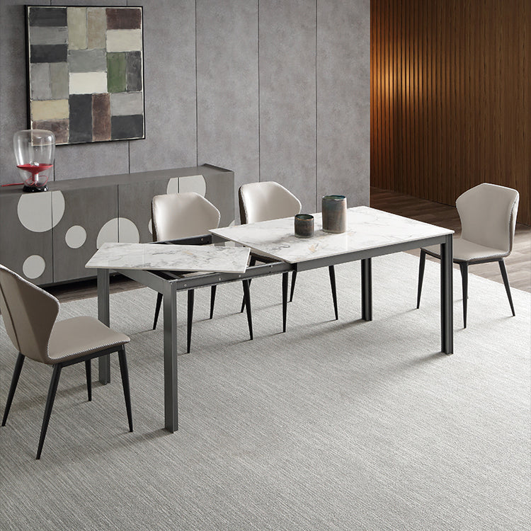 Contemporary Sintered Stone Rectangle Table Set 1/3/4/5/7 Pieces Dining Set 5 Pieces: Table, 4 Chairs Clearhalo 'Dining Room Sets' 'Dining Tables & Seating' 'dining_room_set' 'furn' 'furn_dining_room_set' 'Furniture' 'Kitchen & Dining Furniture' 5371765