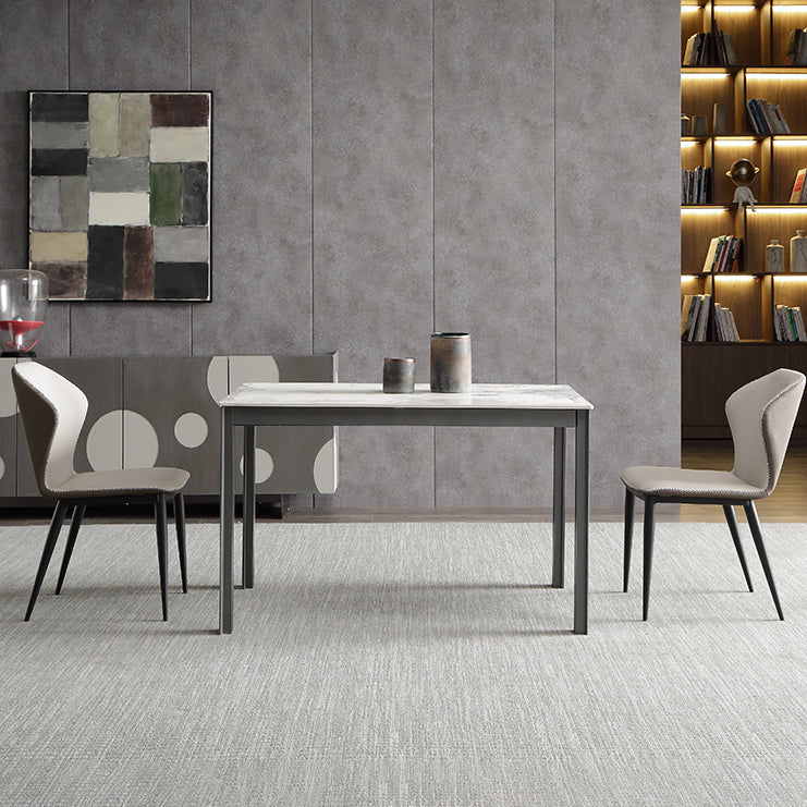 Contemporary Sintered Stone Rectangle Table Set 1/3/4/5/7 Pieces Dining Set 3 Pieces: Table, 2 Chairs Clearhalo 'Dining Room Sets' 'Dining Tables & Seating' 'dining_room_set' 'furn' 'furn_dining_room_set' 'Furniture' 'Kitchen & Dining Furniture' 5371772