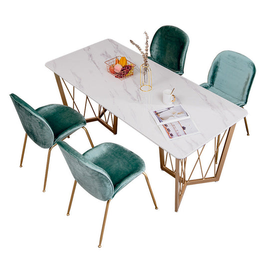 Set di dinette rettangolo contemporaneo 1/2/4/5/7 pezzi set da pranzo in marmo bianco