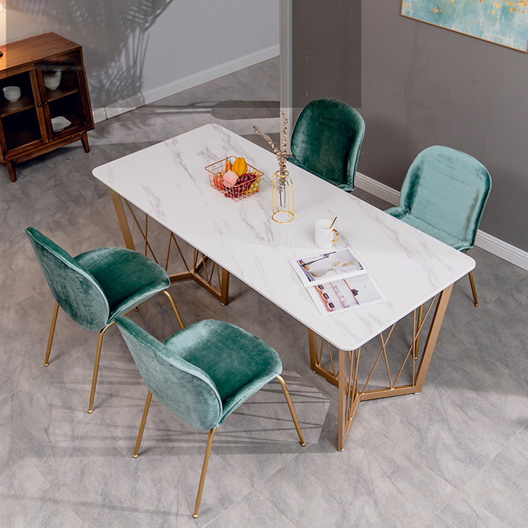 Contemporary Rectangle Dinette Set 1/2/4/5/7 Pieces White Marble Dining Table Set Clearhalo 'Dining Room Sets' 'Dining Tables & Seating' 'dining_room_set' 'furn' 'furn_dining_room_set' 'Furniture' 'Kitchen & Dining Furniture' 5371798