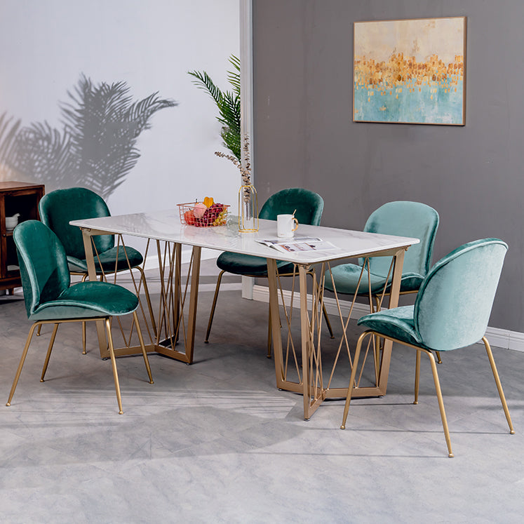 Contemporary Rectangle Dinette Set 1/2/4/5/7 Pieces White Marble Dining Table Set Clearhalo 'Dining Room Sets' 'Dining Tables & Seating' 'dining_room_set' 'furn' 'furn_dining_room_set' 'Furniture' 'Kitchen & Dining Furniture' 5371799