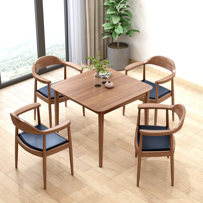 Solid Wood Dining Table Brown Square Dining Table with 4 Legs 27.6"L x 27.6"W x 29.5"H Without Chairs Clearhalo 'Dining Tables & Seating' 'Dining Tables' 'dining_table' 'furn' 'furn_dining_table' 'Furniture' 'Kitchen & Dining Furniture' 5371819
