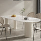 Stone Top Dining Table Traditional Luxury Dining Table with 3 Legs in White