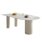 Stone Top Dining Table Traditional Luxury Dining Table with 3 Legs in White