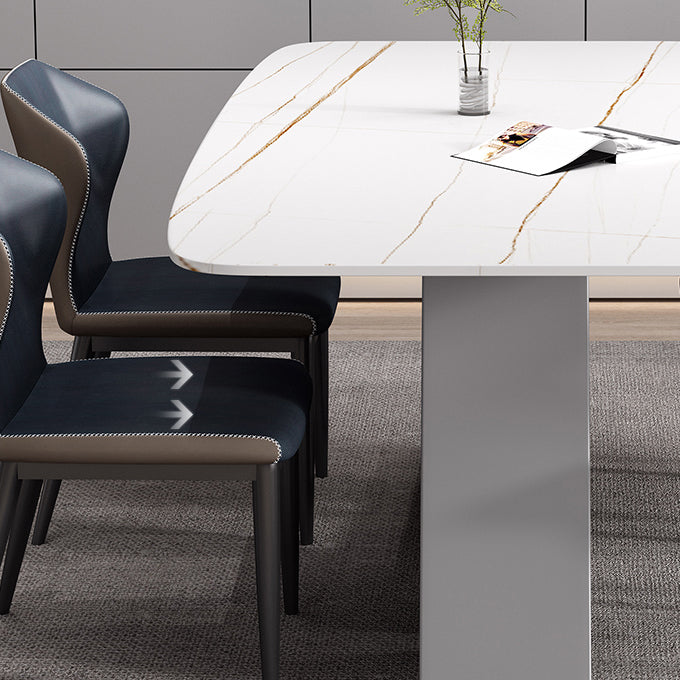 Industrial Sintered Stone Table for Restaurant Rectangle White Table with Double Pedestal Clearhalo 'Dining Tables & Seating' 'Dining Tables' 'dining_table' 'furn' 'furn_dining_table' 'Furniture' 'Kitchen & Dining Furniture' 5371877