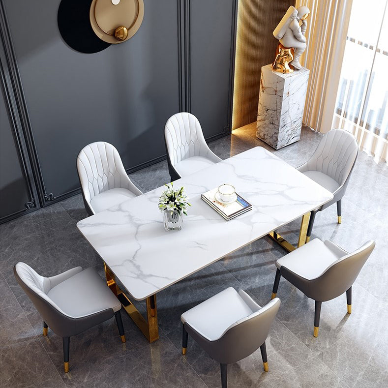 Mueble tradicional de la base de trineo de lujo Mesa de comedor de mármol para el comedor