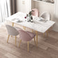 Rectangle Golden Base Dining Table Glam Stone 4 Legs Dining Table Matte White 51.2"L x 31.5"W x 29.5"H Without Chairs Clearhalo 'Dining Tables & Seating' 'Dining Tables' 'dining_table' 'furn' 'furn_dining_table' 'Furniture' 'Kitchen & Dining Furniture' 5371899