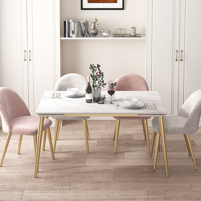 Rectangle Golden Base Dining Table Glam Stone 4 Legs Dining Table Clearhalo 'Dining Tables & Seating' 'Dining Tables' 'dining_table' 'furn' 'furn_dining_table' 'Furniture' 'Kitchen & Dining Furniture' 5371900