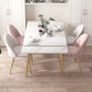 Rectangle Golden Base Dining Table Glam Stone 4 Legs Dining Table Clearhalo 'Dining Tables & Seating' 'Dining Tables' 'dining_table' 'furn' 'furn_dining_table' 'Furniture' 'Kitchen & Dining Furniture' 5371901