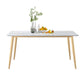 Rectangle Golden Base Dining Table Glam Stone 4 Legs Dining Table White Without Chairs Clearhalo 'Dining Tables & Seating' 'Dining Tables' 'dining_table' 'furn' 'furn_dining_table' 'Furniture' 'Kitchen & Dining Furniture' 5371903