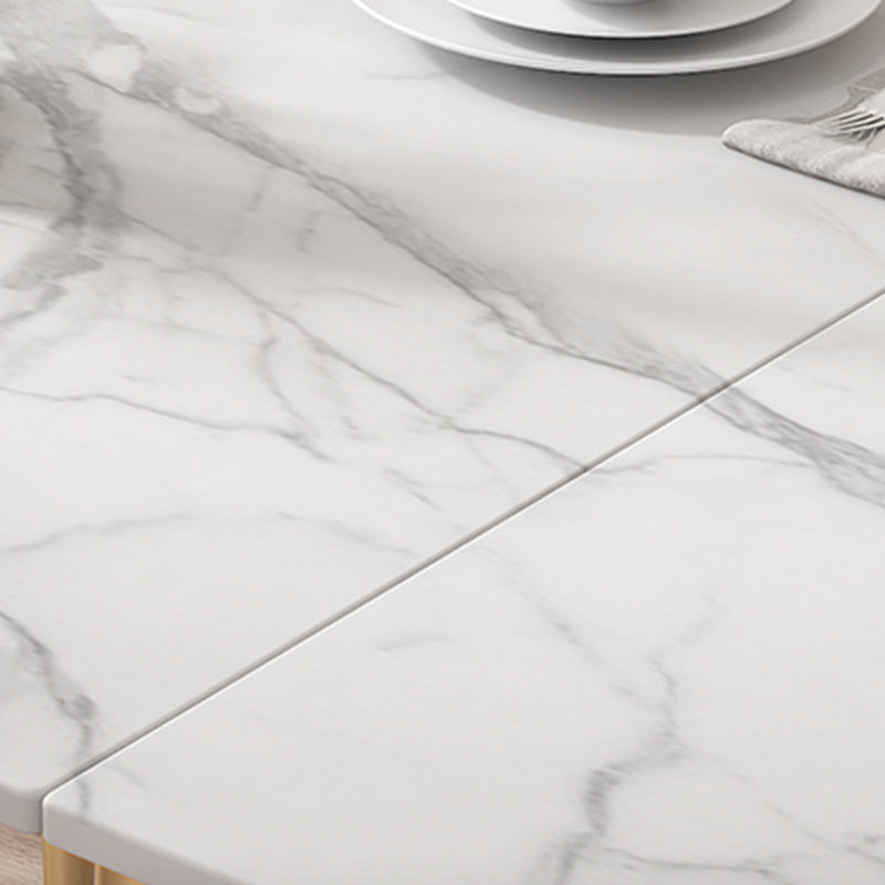 Rectangle Golden Base Dining Table Glam Stone 4 Legs Dining Table Clearhalo 'Dining Tables & Seating' 'Dining Tables' 'dining_table' 'furn' 'furn_dining_table' 'Furniture' 'Kitchen & Dining Furniture' 5371906