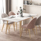 Rectangle Golden Base Dining Table Glam Stone 4 Legs Dining Table Clearhalo 'Dining Tables & Seating' 'Dining Tables' 'dining_table' 'furn' 'furn_dining_table' 'Furniture' 'Kitchen & Dining Furniture' 5371908