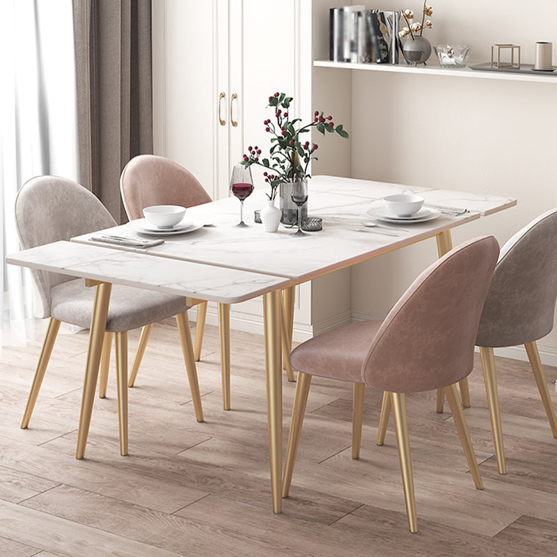 Rectangle Golden Base Dining Table Glam Stone 4 Legs Dining Table Clearhalo 'Dining Tables & Seating' 'Dining Tables' 'dining_table' 'furn' 'furn_dining_table' 'Furniture' 'Kitchen & Dining Furniture' 5371908