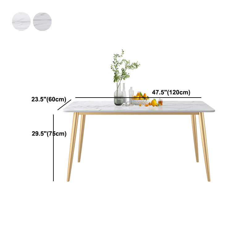 Rectangle Golden Base Dining Table Glam Stone 4 Legs Dining Table Clearhalo 'Dining Tables & Seating' 'Dining Tables' 'dining_table' 'furn' 'furn_dining_table' 'Furniture' 'Kitchen & Dining Furniture' 5371910