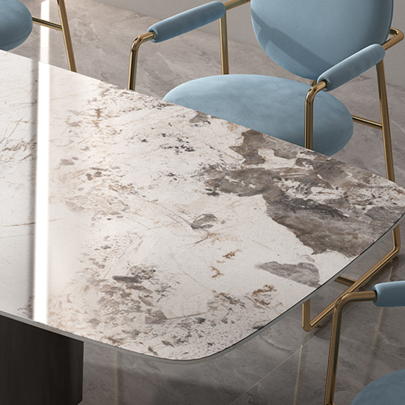 Industrial Double Pedestal Dining Table Rectangle Stone Top Dining Room Table Clearhalo 'Dining Tables & Seating' 'Dining Tables' 'dining_table' 'furn' 'furn_dining_table' 'Furniture' 'Kitchen & Dining Furniture' 5371936