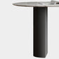 Mesa de comedor ovalada moderna, mesa de pedestal doble de acero negro con tapa de piedra sinterizada