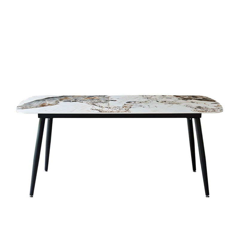 Table à manger rectangulaire en pierre mate Meubles de 4 jambes avec base en acier