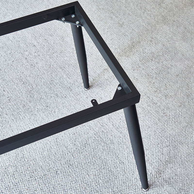 Table à manger rectangulaire en pierre mate Meubles de 4 jambes avec base en acier