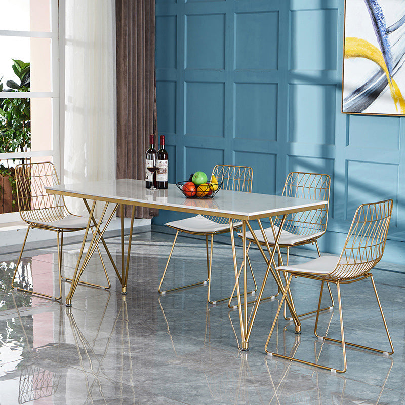 Traditionele luxe eettafel wit in marmer rechthoek eettafel voor keuken