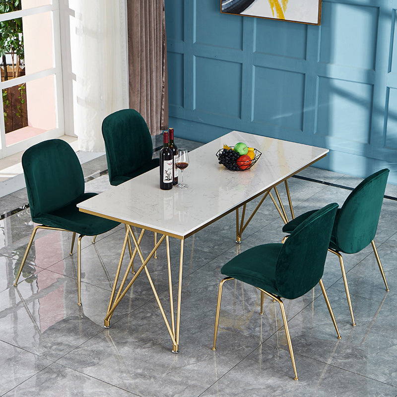 Traditionele luxe eettafel wit in marmer rechthoek eettafel voor keuken