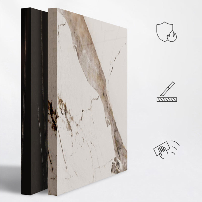 Moderne rechthoekige stenen tafel standaardhoogte dubbele voetstuk eettafel