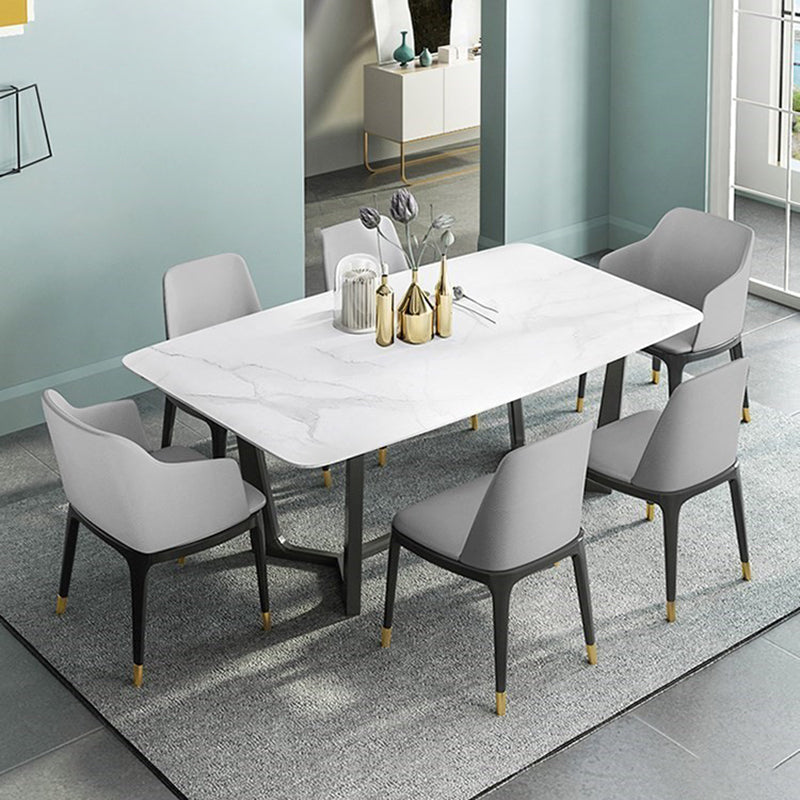 Traditional Luxury Dining Table Sintered Stone Table with Gold Frame for Home Black 63"L x 31.5"W x 29.5"H Without Chairs Clearhalo 'Dining Tables & Seating' 'Dining Tables' 'dining_table' 'furn' 'furn_dining_table' 'Furniture' 'Kitchen & Dining Furniture' 5372086
