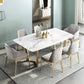 Traditional Luxury Dining Table Sintered Stone Table with Gold Frame for Home Gold 59.1"L x 31.5"W x 29.5"H Without Chairs Clearhalo 'Dining Tables & Seating' 'Dining Tables' 'dining_table' 'furn' 'furn_dining_table' 'Furniture' 'Kitchen & Dining Furniture' 5372089