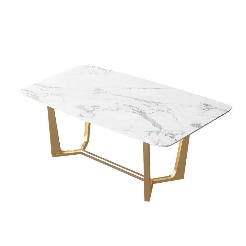 Traditional Luxury Dining Table Sintered Stone Table with Gold Frame for Home Gold Without Chairs Clearhalo 'Dining Tables & Seating' 'Dining Tables' 'dining_table' 'furn' 'furn_dining_table' 'Furniture' 'Kitchen & Dining Furniture' 5372090