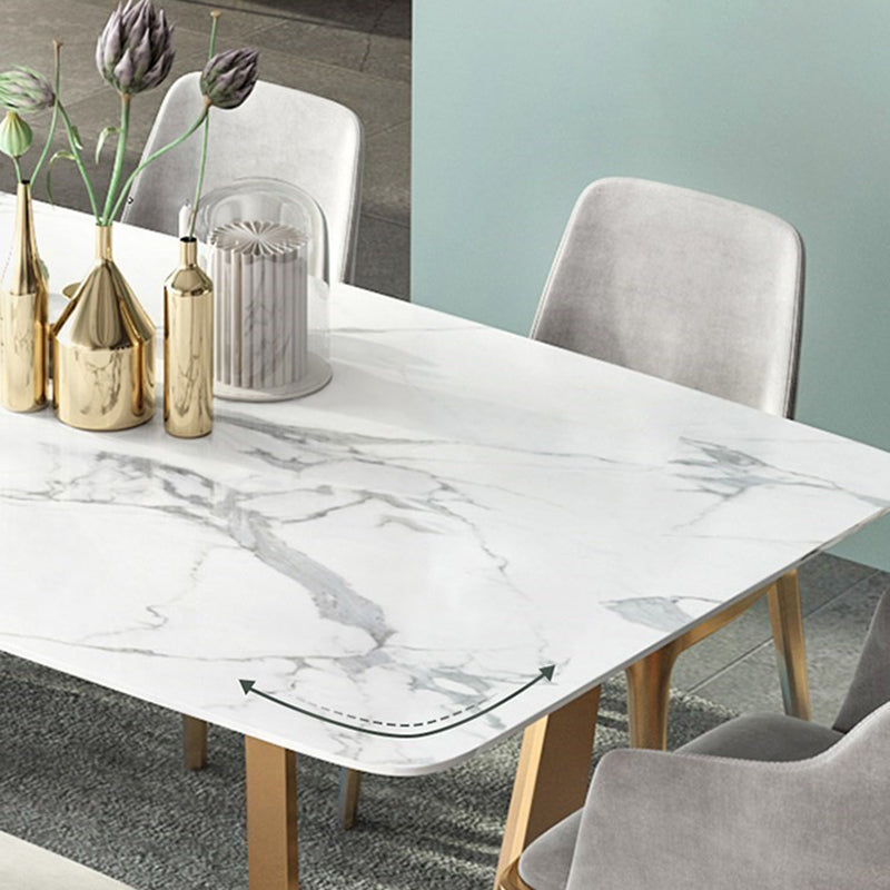 Traditional Luxury Dining Table Sintered Stone Table with Gold Frame for Home Clearhalo 'Dining Tables & Seating' 'Dining Tables' 'dining_table' 'furn' 'furn_dining_table' 'Furniture' 'Kitchen & Dining Furniture' 5372091
