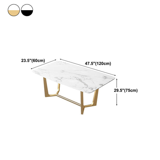 Traditional Luxury Dining Table Sintered Stone Table with Gold Frame for Home Clearhalo 'Dining Tables & Seating' 'Dining Tables' 'dining_table' 'furn' 'furn_dining_table' 'Furniture' 'Kitchen & Dining Furniture' 5372095