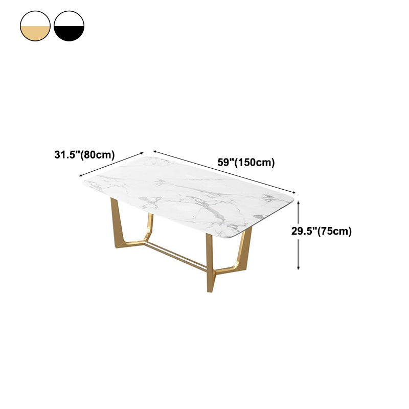 Traditional Luxury Dining Table Sintered Stone Table with Gold Frame for Home Clearhalo 'Dining Tables & Seating' 'Dining Tables' 'dining_table' 'furn' 'furn_dining_table' 'Furniture' 'Kitchen & Dining Furniture' 5372098