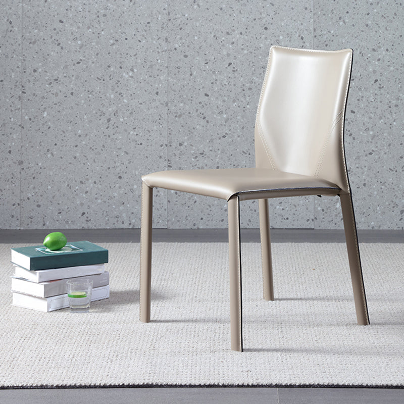 Designer Style Home Solid Back Dining Chair Matte Finish Leather Side Chair