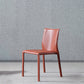 Designer Style Home Solid Back Dining Chair Matte Finish Leather Side Chair
