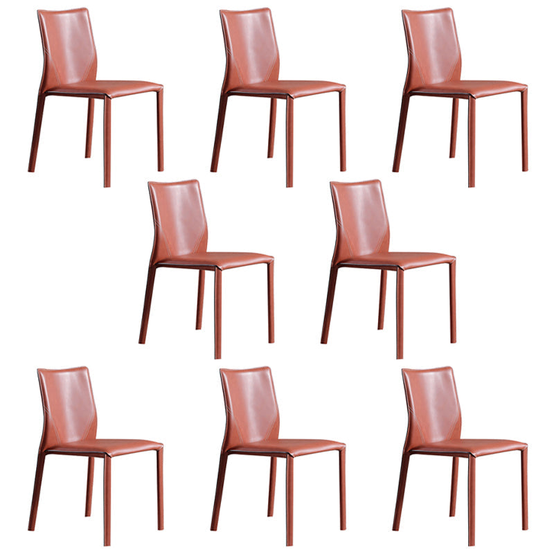 Designer Style Home Solid Back Dining Chair Matte Finish Leather Side Chair