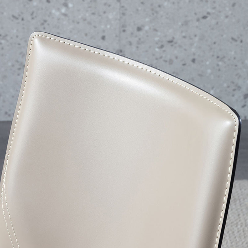 Designer Style Home Solid Back Dining Chair Matte Finish Leather Side Chair