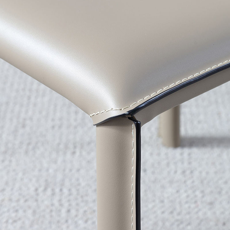 Designer Style Home Solid Back Dining Chair Matte Finish Leather Side Chair