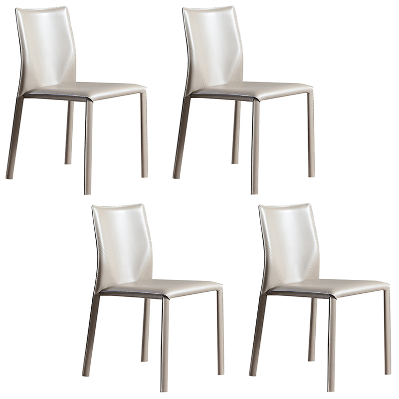 Designer Style Home Solid Back Dining Chair Matte Finish Leather Side Chair