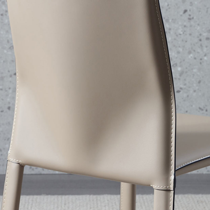 Designer Style Home Solid Back Dining Chair Matte Finish Leather Side Chair