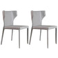 Contemporary Leather Dining Chair Wingback Side Chair in Matte Finish Grey 2 Piece Set Clearhalo 'Dining Chairs' 'Dining Tables & Seating' 'dining_chair' 'furn' 'furn_dining_chair' 'Furniture' 'Kitchen & Dining Furniture' 5372470