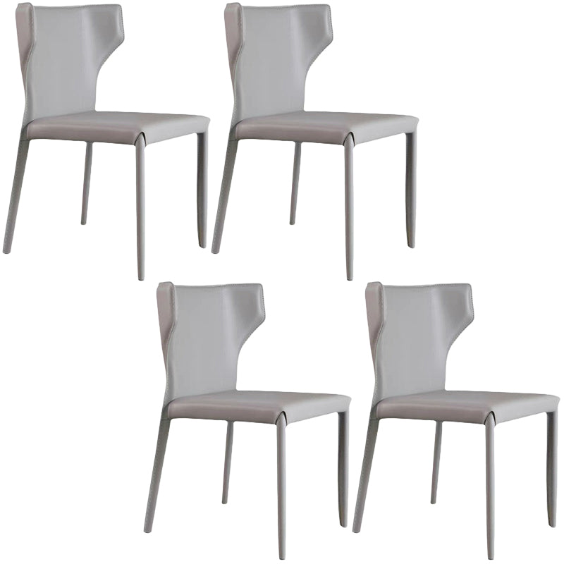 Contemporary Leather Dining Chair Wingback Side Chair in Matte Finish Grey 4 Piece Set Clearhalo 'Dining Chairs' 'Dining Tables & Seating' 'dining_chair' 'furn' 'furn_dining_chair' 'Furniture' 'Kitchen & Dining Furniture' 5372472