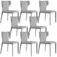Contemporary Leather Dining Chair Wingback Side Chair in Matte Finish Grey 8 Piece Set Clearhalo 'Dining Chairs' 'Dining Tables & Seating' 'dining_chair' 'furn' 'furn_dining_chair' 'Furniture' 'Kitchen & Dining Furniture' 5372476