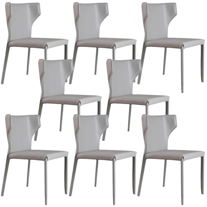 Contemporary Leather Dining Chair Wingback Side Chair in Matte Finish Grey 8 Piece Set Clearhalo 'Dining Chairs' 'Dining Tables & Seating' 'dining_chair' 'furn' 'furn_dining_chair' 'Furniture' 'Kitchen & Dining Furniture' 5372476