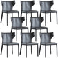 Contemporary Leather Dining Chair Wingback Side Chair in Matte Finish Dark Gray 8 Piece Set Clearhalo 'Dining Chairs' 'Dining Tables & Seating' 'dining_chair' 'furn' 'furn_dining_chair' 'Furniture' 'Kitchen & Dining Furniture' 5372483