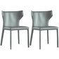Contemporary Leather Dining Chair Wingback Side Chair in Matte Finish Light Gray 2 Piece Set Clearhalo 'Dining Chairs' 'Dining Tables & Seating' 'dining_chair' 'furn' 'furn_dining_chair' 'Furniture' 'Kitchen & Dining Furniture' 5372486