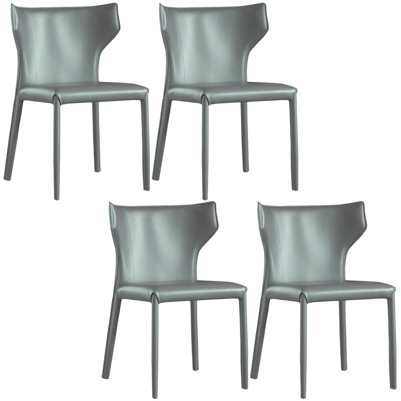 Contemporary Leather Dining Chair Wingback Side Chair in Matte Finish Light Gray 4 Piece Set Clearhalo 'Dining Chairs' 'Dining Tables & Seating' 'dining_chair' 'furn' 'furn_dining_chair' 'Furniture' 'Kitchen & Dining Furniture' 5372488