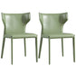 Contemporary Leather Dining Chair Wingback Side Chair in Matte Finish Green 2 Piece Set Clearhalo 'Dining Chairs' 'Dining Tables & Seating' 'dining_chair' 'furn' 'furn_dining_chair' 'Furniture' 'Kitchen & Dining Furniture' 5372497