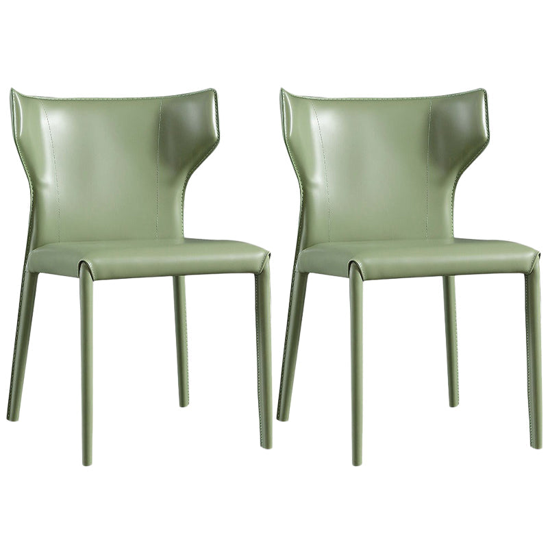 Contemporary Leather Dining Chair Wingback Side Chair in Matte Finish Green 2 Piece Set Clearhalo 'Dining Chairs' 'Dining Tables & Seating' 'dining_chair' 'furn' 'furn_dining_chair' 'Furniture' 'Kitchen & Dining Furniture' 5372497