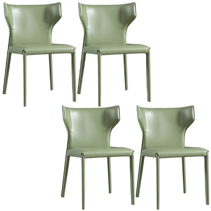 Contemporary Leather Dining Chair Wingback Side Chair in Matte Finish Green 4 Piece Set Clearhalo 'Dining Chairs' 'Dining Tables & Seating' 'dining_chair' 'furn' 'furn_dining_chair' 'Furniture' 'Kitchen & Dining Furniture' 5372498