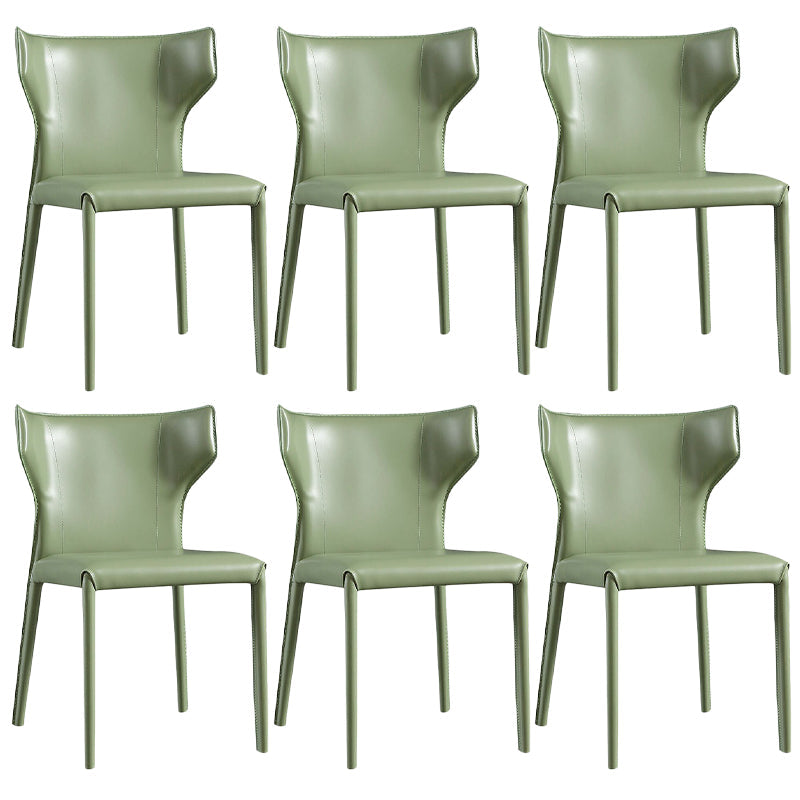 Contemporary Leather Dining Chair Wingback Side Chair in Matte Finish Green 6 Piece Set Clearhalo 'Dining Chairs' 'Dining Tables & Seating' 'dining_chair' 'furn' 'furn_dining_chair' 'Furniture' 'Kitchen & Dining Furniture' 5372499